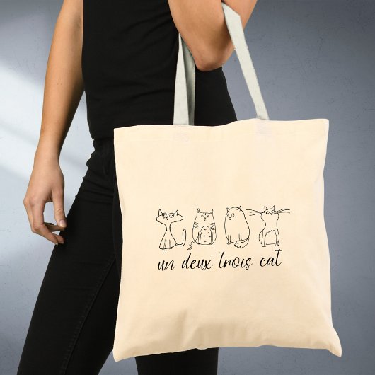 Tote Bag Drôle Cute Chat Un Deux Trois