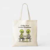 Tote Bag Drôle de café et d'aliens (Dos)