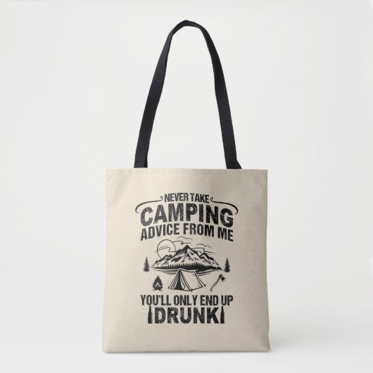 Tote Bag Drôle de camping à boire des paroles (Devant)