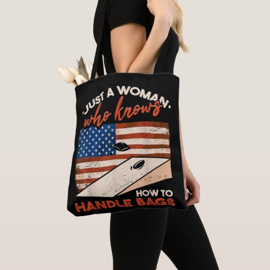 Tote Bag Drôle de Cornhole Drapeau Américain Cornhole (De près)