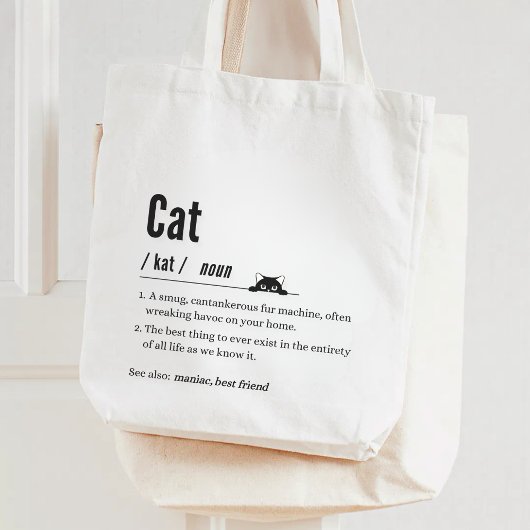 Tote Bag Drôle définition de chat Noir et blanc Parents de 