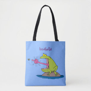 Tote Bag Drôle dessin animé de grenouille et mouche