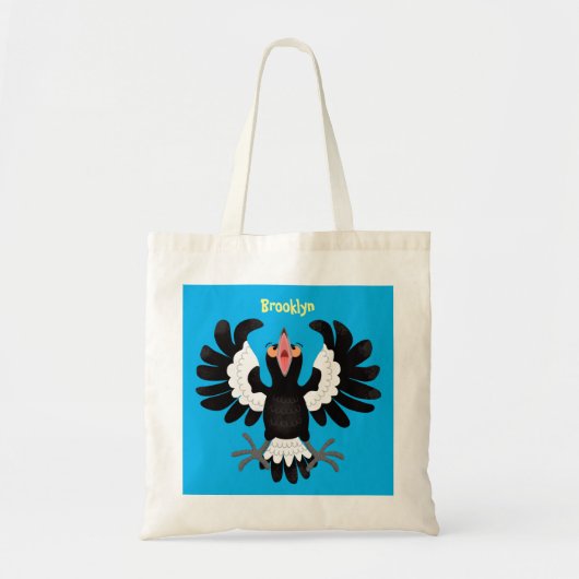 Tote Bag Drôle dessin animé de Magpie australienne (Devant)