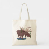 Tote Bag Drôle dessin animé d'orignal heureux (Dos)