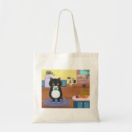 Tote Bag Drôle dessin de chien de chat (Devant)