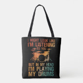Tote Bag Drôle Drummer Art Pour Hommes Femmes Drum Player P (Dos)