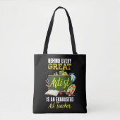 Tote Bag Drôle enseignant d'art épuisé retour à l'école (Devant)