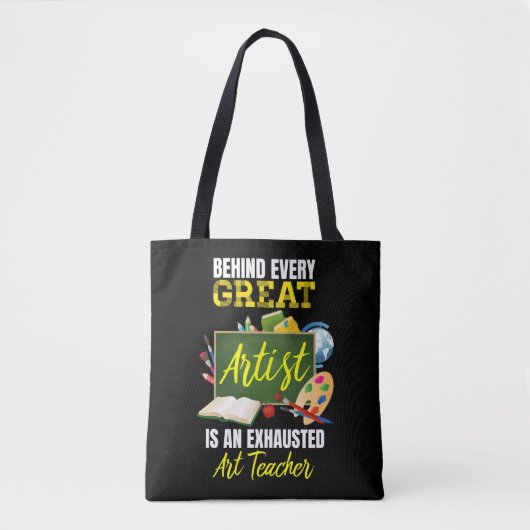 Tote Bag Drôle enseignant d'art épuisé retour à l'école (Devant)