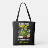Tote Bag Drôle enseignant d'art épuisé retour à l'école (Dos)