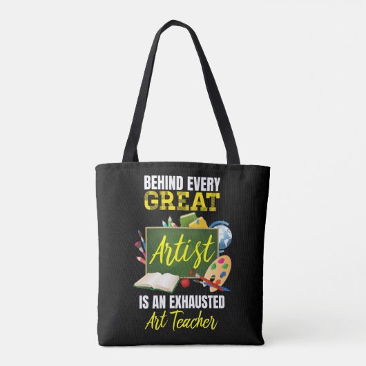 Tote Bag Drôle enseignant d'art épuisé retour à l'école (Dos)