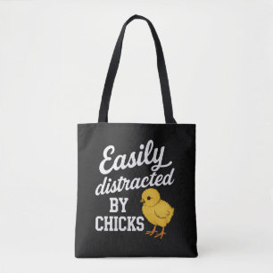 Tote Bag Drôle "Facilement Distrait Par Les Poules" Humo Sa