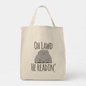 Tote Bag Drôle Fat Chat Il Lit Dessin Slogan (Dos)