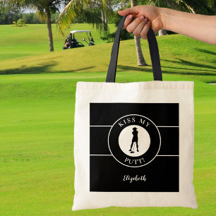 Tote Bag Drôle Golfeuse Kiss My Putt pour Elle Mignonne Noi