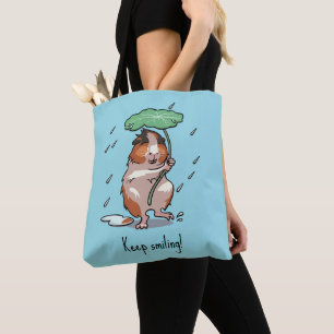 Tote Bag Drôle Guinéen Cochon Continuer à sourire Pluie Dan