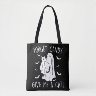 Tote Bag Drôle Halloween Cat Ghost Oublier Candy Donner Moi