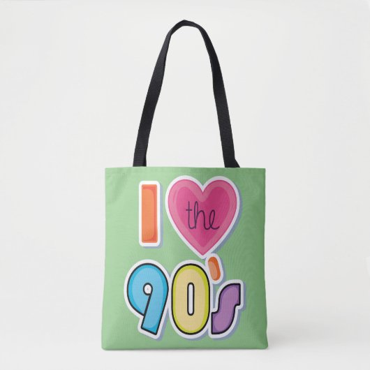 Tote Bag Drôle I Love The 90's, 1990's Theme Party (Devant)