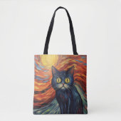 Tote Bag Drôle image de chat noir par Edvard Munch (Devant)