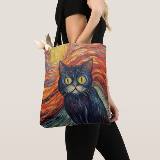 Tote Bag Drôle image de chat noir par Edvard Munch (De près)