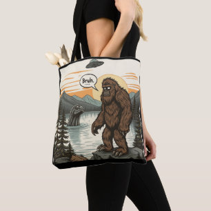 Tote Bag Drôle Introverti Bigfoot Sasquatch Loch Ness Rétro