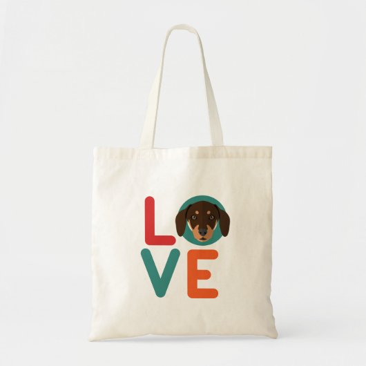 Tote Bag Drôle J'Aime Dachshund J'Aime Mon Chien Puppy Amou (Devant)