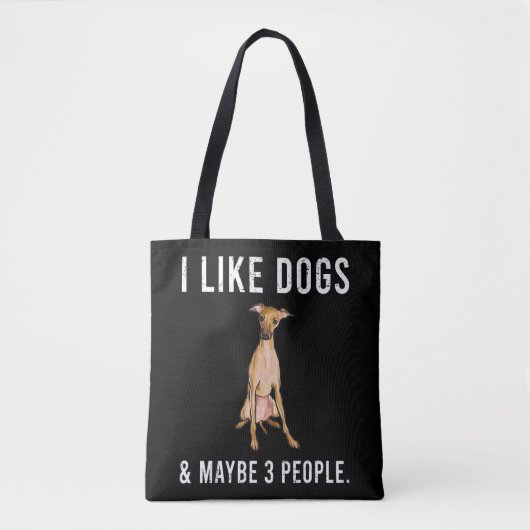 Tote Bag drôle j'aime les chiens italiens greyhound (Devant)