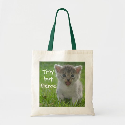 Tote Bag Drôle Kitten légende minuscule mais fierce (Devant)