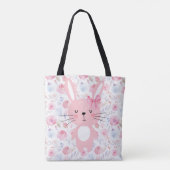 Tote Bag Drôle lapin rose floral (Dos)