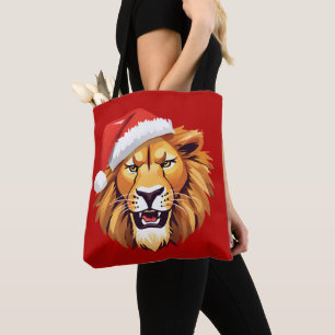 Tote Bag Drôle Lion Safari animaux Père Noël Costume de Noë