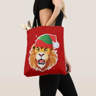 Tote Bag Drôle Lion Safari animaux Père Noël Costume de Noë