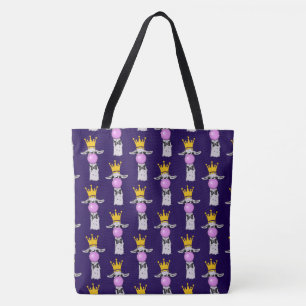 Tote Bag Drôle Llama souffle un Motif de bulle rose