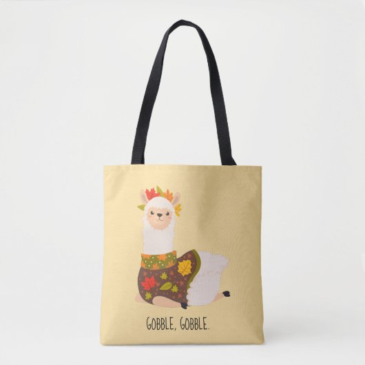 Tote Bag Drôle Llama Turquie Thanksgiving (Devant)
