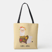 Tote Bag Drôle Llama Turquie Thanksgiving (Dos)
