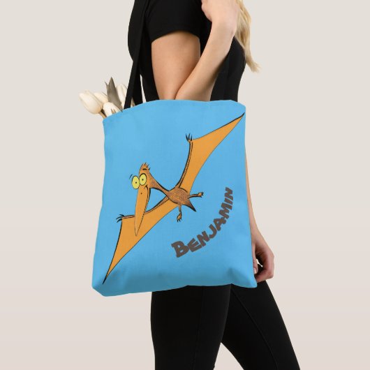 Tote Bag Drôle mignon dessin animé de pterodactyle volant o (De près)