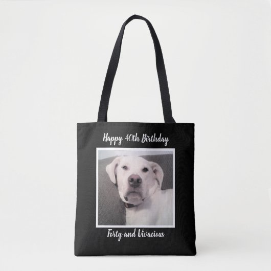 Tote Bag Drôle mignon Grumpy Chien blanc 40e anniversaire N (Devant)