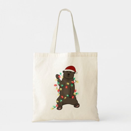 Tote Bag Drôle mignon ours de Noël (Dos)