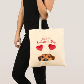 Tote Bag Drôle mignon Valentine's Day Chien Heart Headband (Devant (produit))