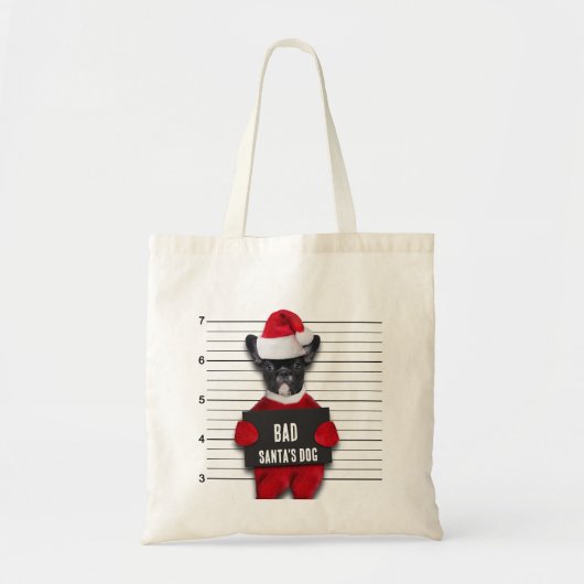 Tote Bag Drôle Mugshot de Noël Mauvais Chien Père Noël (Devant)