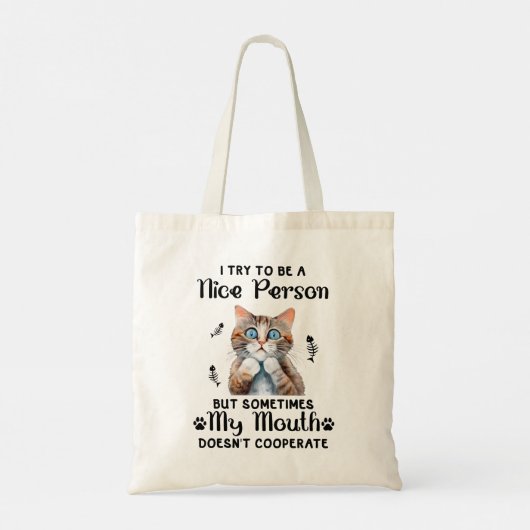 Tote Bag Drôle Nice Chat Dit (Dos)
