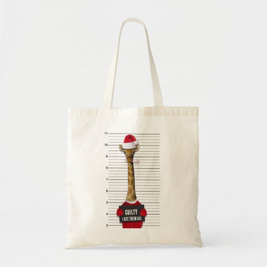 Tote Bag Drôle Noël Mugshot Guilty Giraffe (Devant)