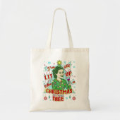 Tote Bag Drôle Noël Rétro Boire Humour Femme Lit Up (Devant)