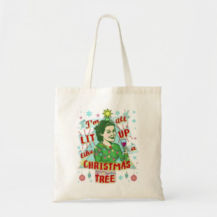 Tote Bag Drôle Noël Rétro Boire Humour Femme Lit Up