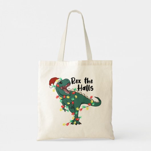 Tote Bag Drôle Noël Rex Les Halls T-rex (Dos)