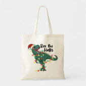 Tote Bag Drôle Noël Rex Les Halls T-rex (Devant)