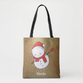 Tote Bag Drôle Noël Snowman Dabbing (Devant)