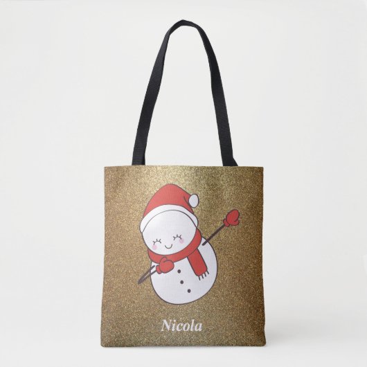Tote Bag Drôle Noël Snowman Dabbing (Devant)