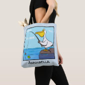 Tote Bag Drôle pélican de pêche (De près)