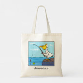 Tote Bag Drôle pélican de pêche (Dos)