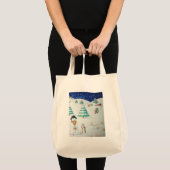 Tote Bag drôle père Noël et neige scène pour Noël (Devant (produit))