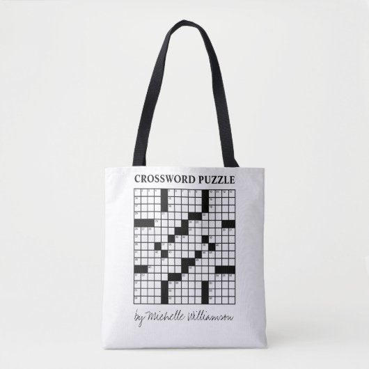 Tote Bag Drôle personnalisé noir blanc mot croisé puzzle (Devant)