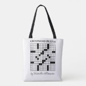 Tote Bag Drôle personnalisé noir blanc mot croisé puzzle (Dos)